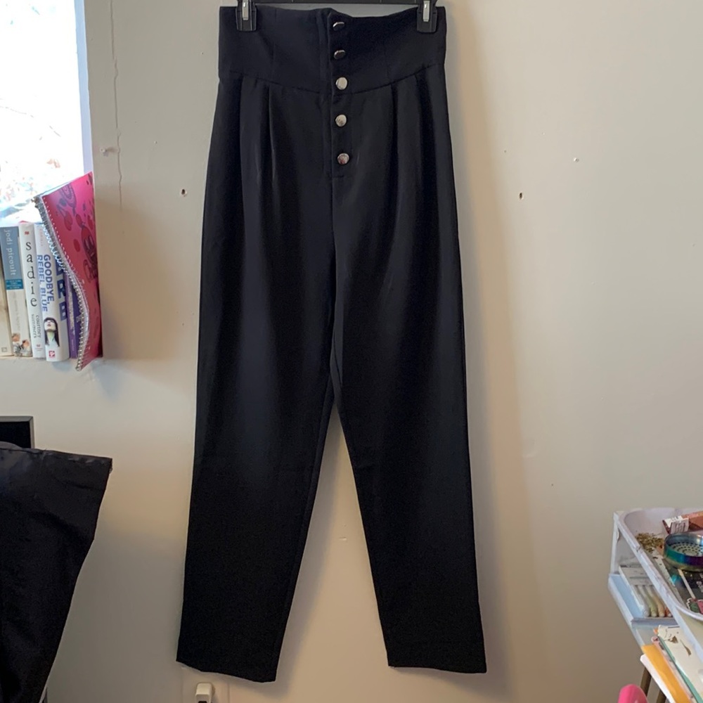High waisted button up dress pants